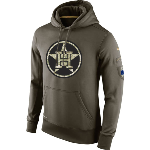 MLB Men Houston Astros Nike Olive Salute To Service KO Performance Hoodie Green